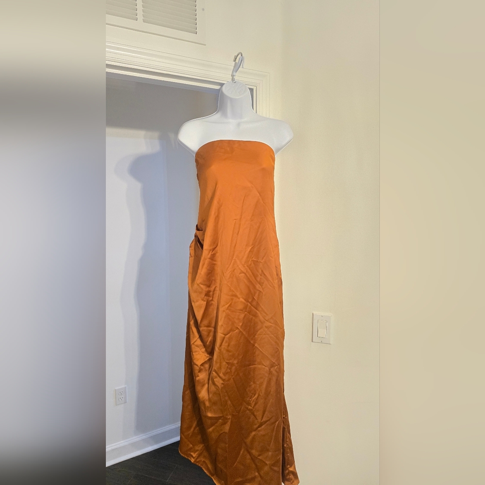 House of Harlow 1960 Womens Rust Satin Midi Slip Dress Size Large - Picture 3 of 10